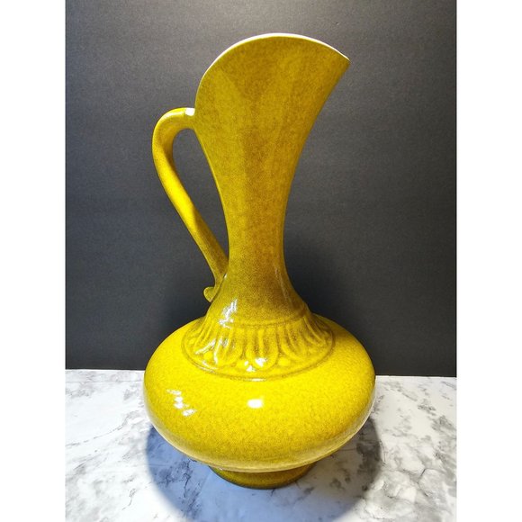 Vintage Bright Yellow Royal Haeger Pitcher Vase #4012 Made In USA Boutique Tags - Picture 1 of 10